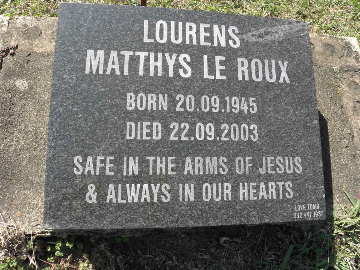 ROUX Lourens Matthys, le 1945-2003
