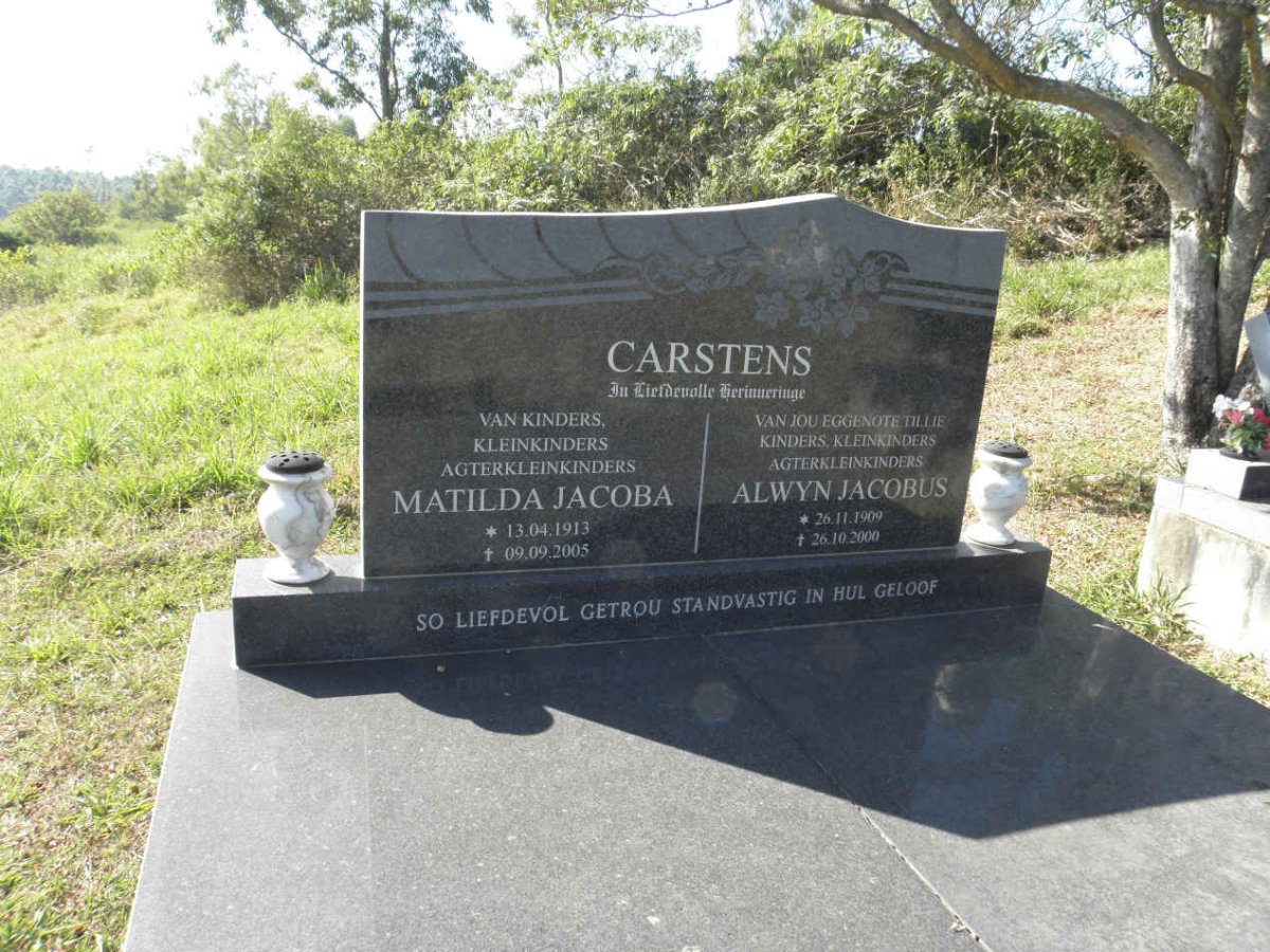 CARSTENS Alwyn Jacobus 1909-2000 &amp; Matilda Jacoba 1913-2005