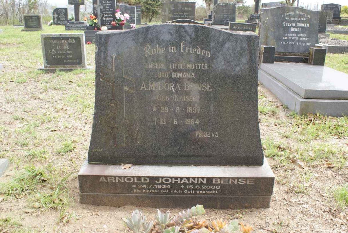 BENSE A.M. Dora nee KAISER 1897-1984 :: BENSE Arnold Johann 1924-2008