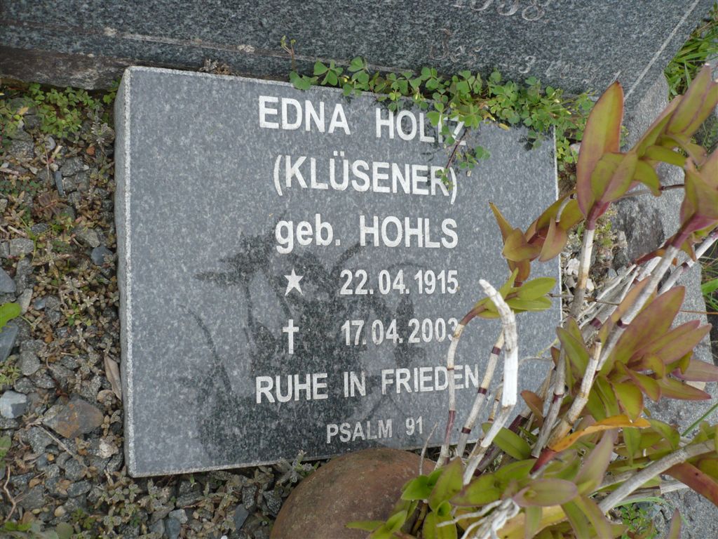 HOLTZ Edna formerly KLÜSENER nee HOHLS 1915-2003