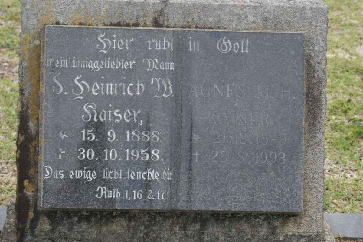 KAISER J.Heinrich W. 1888-1955 &amp; Agnes M.H. 1899-1993