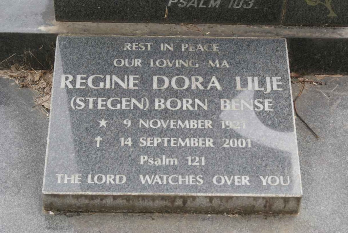 LILJE Regine Dora nee BENSE 1921-2001