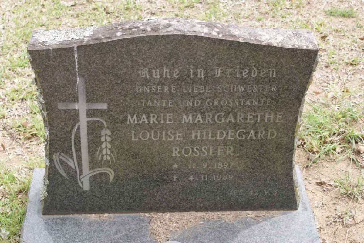ROSSLER Marie Margarethe Louise Hildegarde 1897-1989
