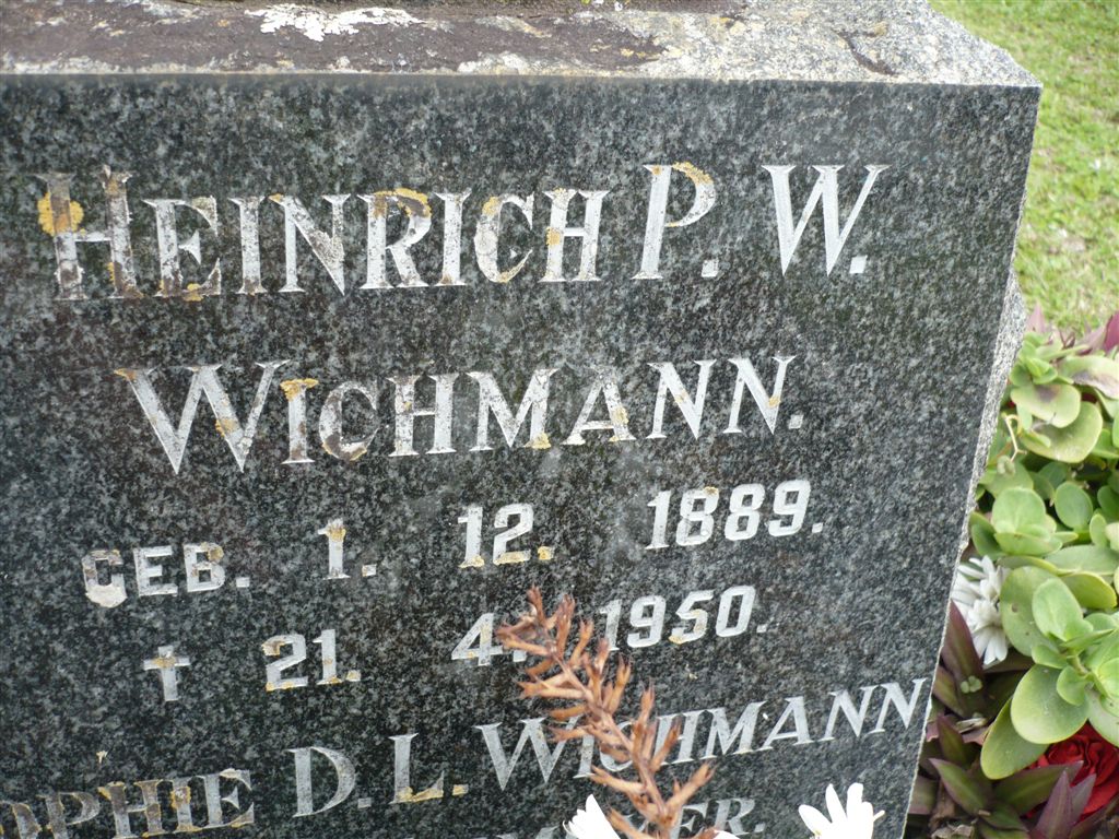 WICHMANN Heinrich P.W. 1889-1950 &amp; Sophie D.L. NIEMEYER 1891-1950
