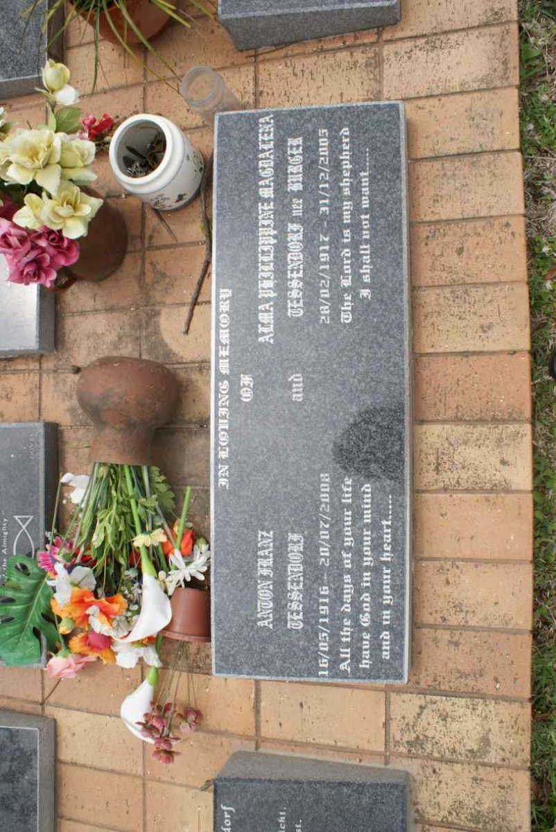 TESSENDORFF Anton Franz 1916-2008 &amp; Alma Phillipine Magdalene 1917-2005