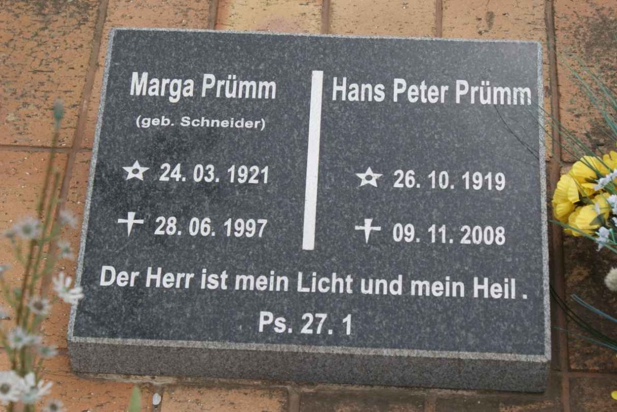 PRÜMM Hans Peter 1919-2008 &amp; Marga SCHNEIDER 1921-1997