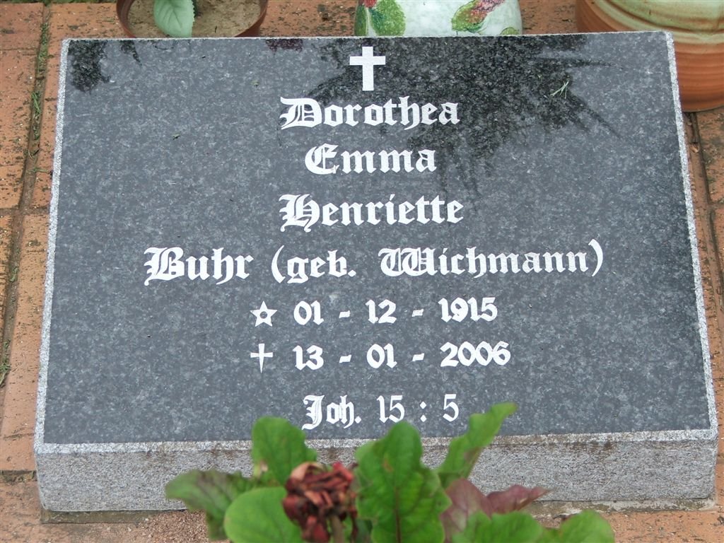BUHR Dorothea Emma Henriette nee WICHMANN 1915-2006