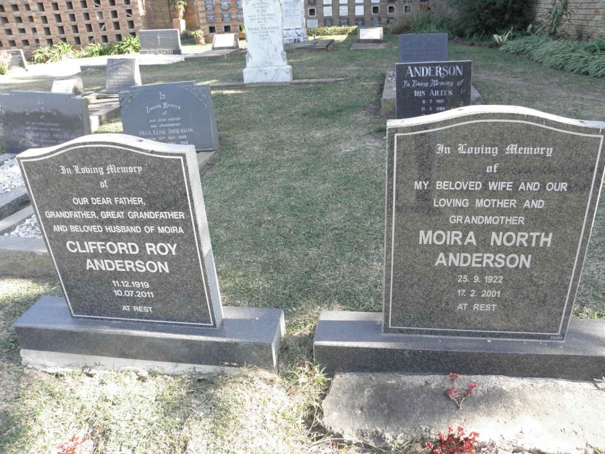 ANDERSON Clifford Roy 1919-2011 &amp; Moira North 1922-2001