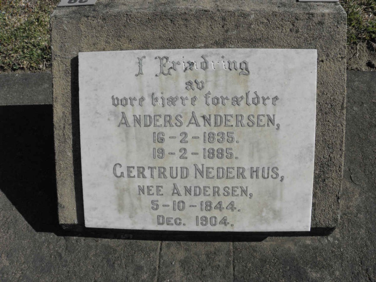 ANDERSEN Anders 1835-1885 :: NEDERHUS Gertrud nee ANDERSEN 1844-1904