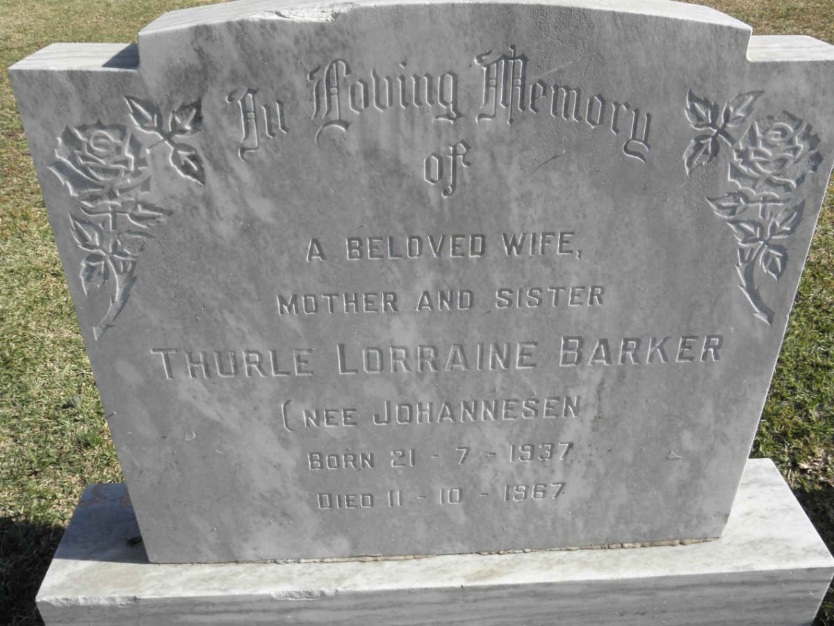 BARKER Thurle Lorraine nee JOHANNESEN 1937-1967