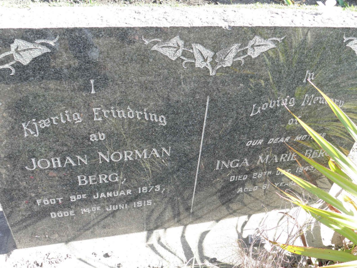 BERG Johan Norman 1873-1915 &amp; Inga Marie -1943
