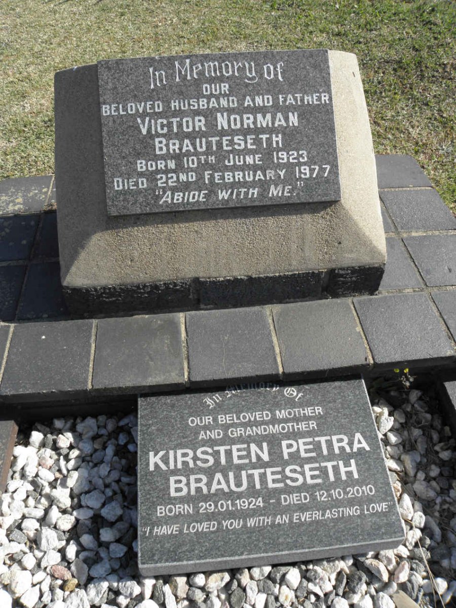 BRAUTESETH Victor Norman 1923-1977 &amp; Kirsten Petra 1924-2010