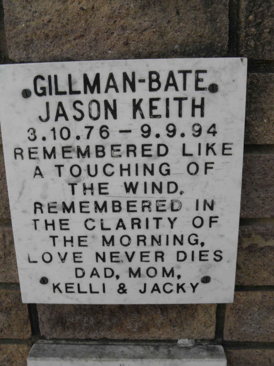 GILLMAN Jason Keith, BATE 1976-1994