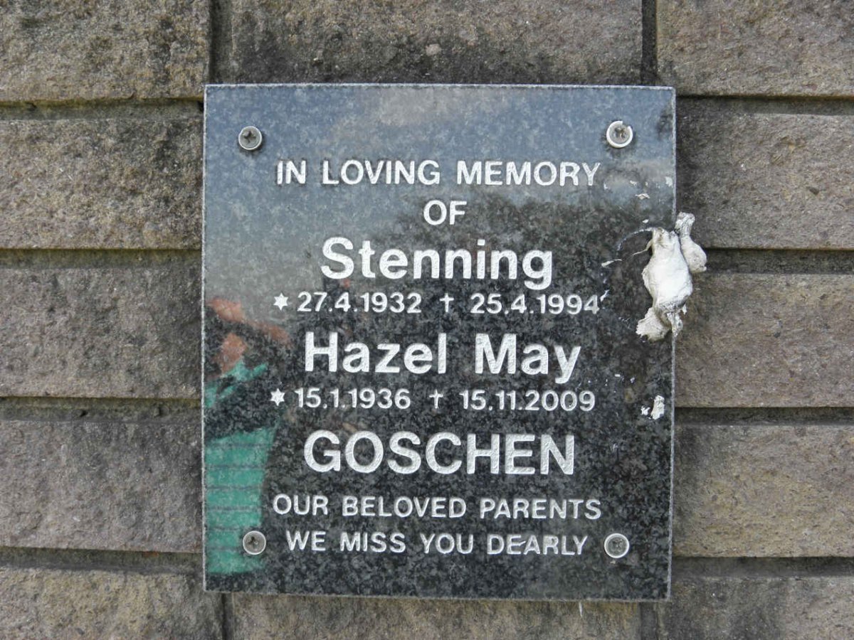 GOSCHEN Stenning 1932-1994 &amp; Hazel May 1936-2009