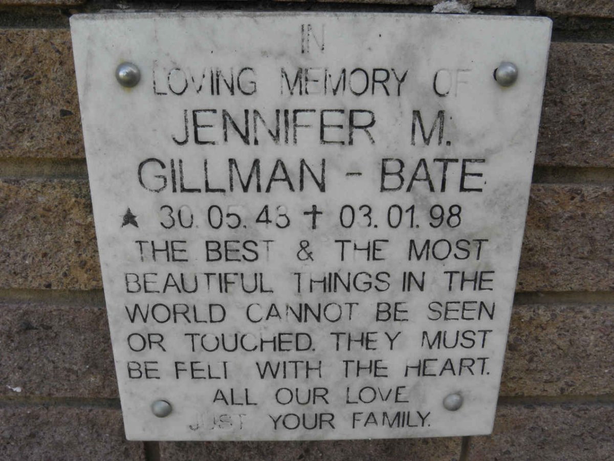 GILLMAN Jennifer M., BATE 1948-1998