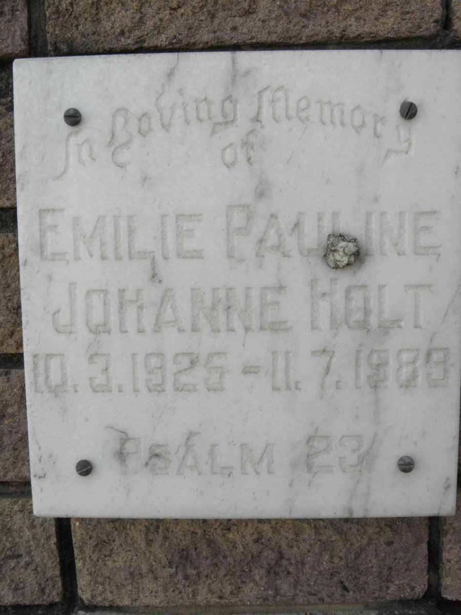 HOLT Emilie Pauline Johanne 1925-1989