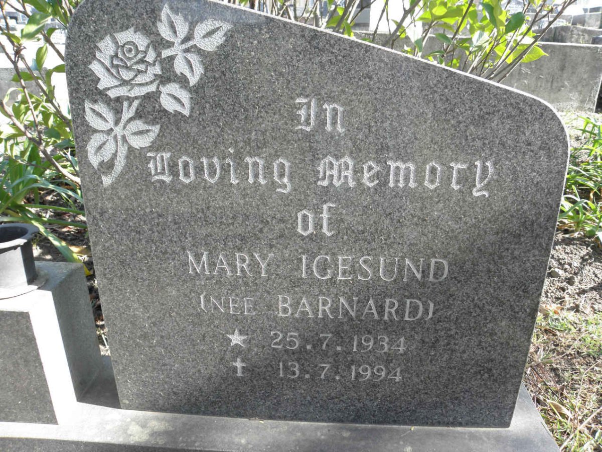 IGESUND Mary nee BARNARD 1934-1994
