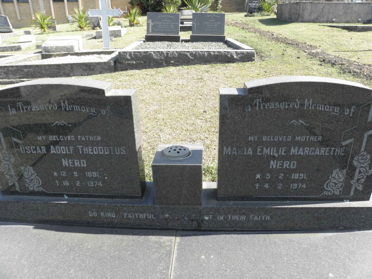 NERO Oscar Adolf Theodotus 1891-1974 &amp; Maria Emilie Margarethe 1891-1974