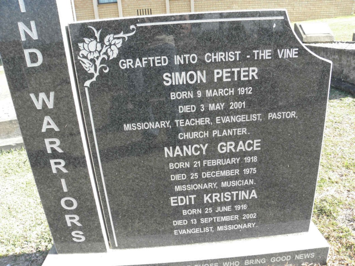 PETER Simon 1912-2001 :: GRACE Nancy 1918-1975 :: EDIT Kristina 1916-2002