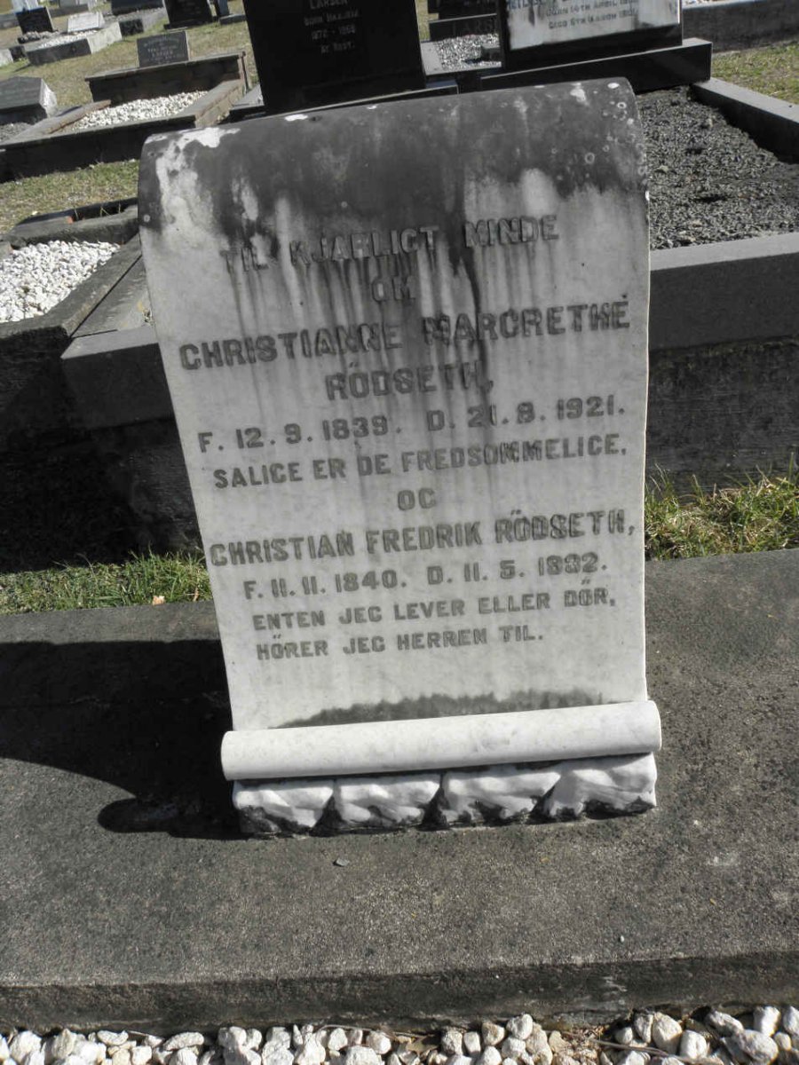 RODSETH Christian Fredrik 1840-1932 &amp; Christianne Margrethe 1839-1921