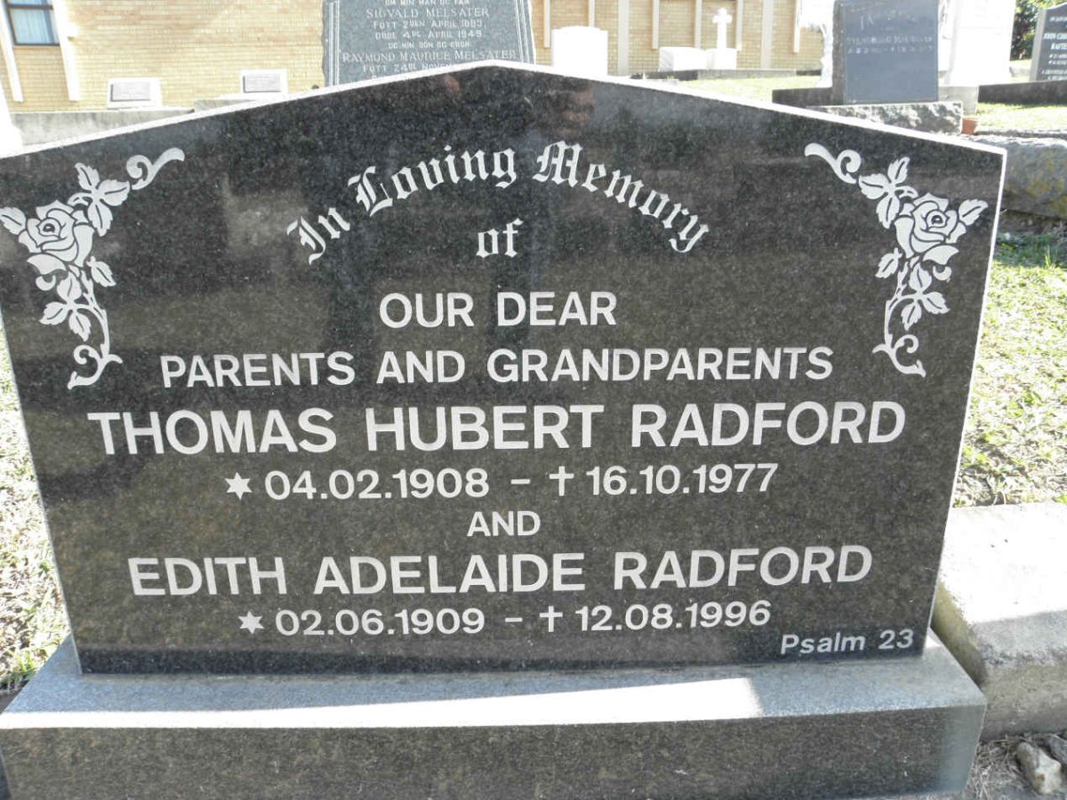 RADFORD Thomas Hubert 1908-1977 &amp; Edith Adelaide 1909-1996