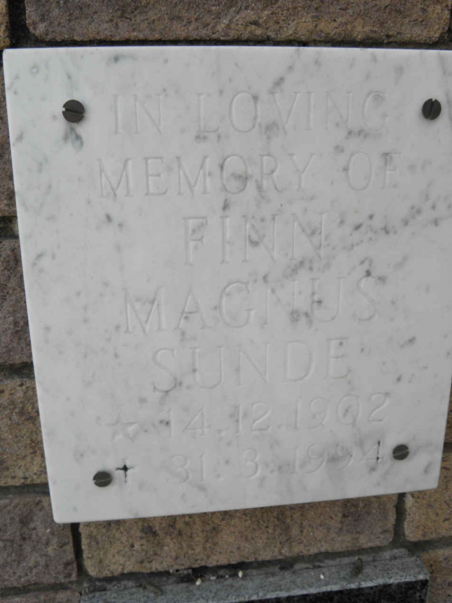 SUNDE Finn Magnus 1902-1994