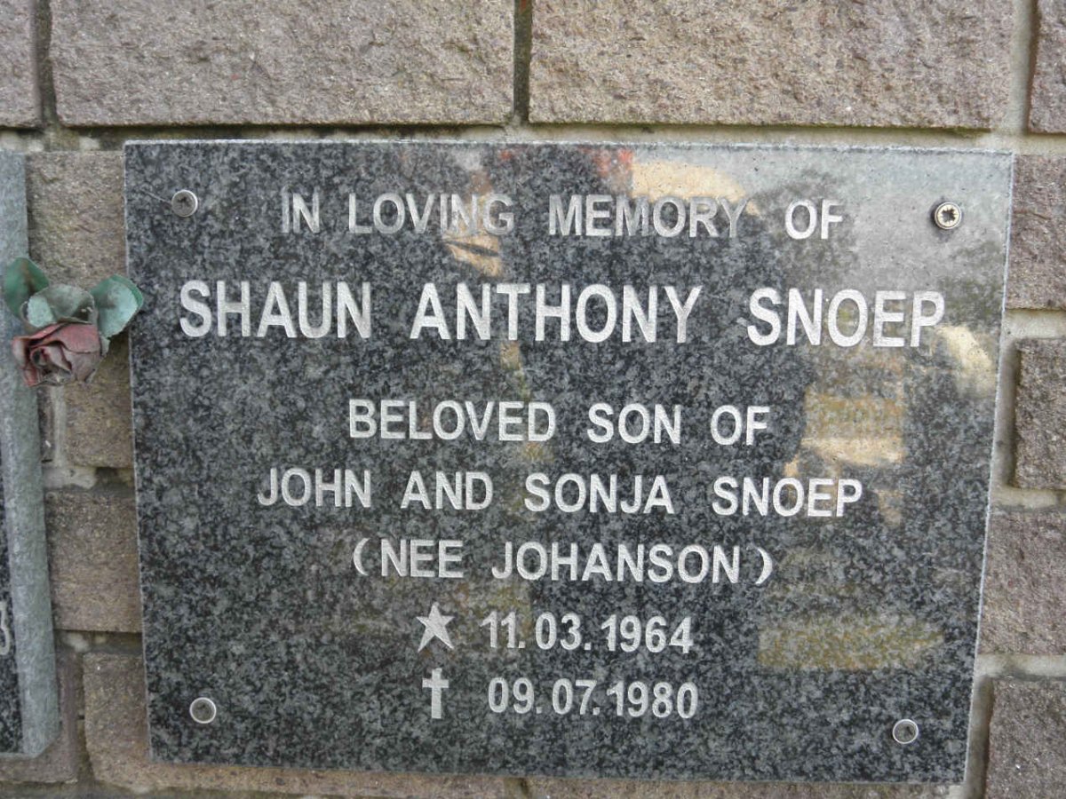 SNOEP Shaun Anthony 1964-1980
