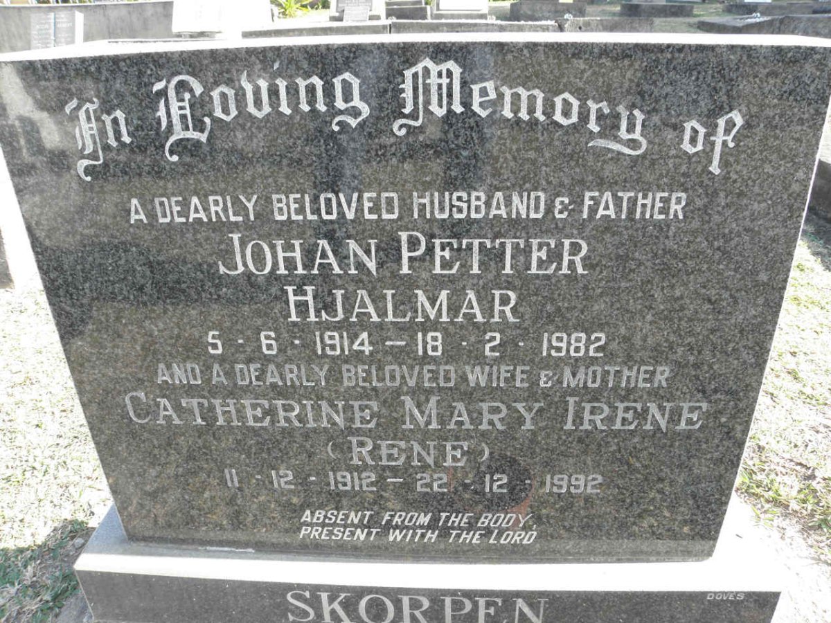 SKORPEN Johan Petter Hjalmar 1914-1982 &amp; Catherine Mary Irene 1912-1992
