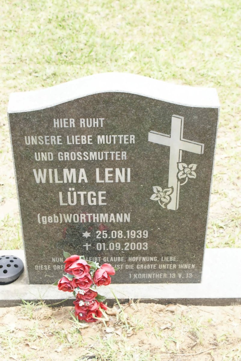 LÜTGE Wilma Leni nee WORTHMANN 1939-2003