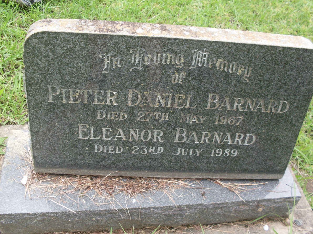 BARNARD Pieter Daniel -1967 &amp; Eleanor -1989