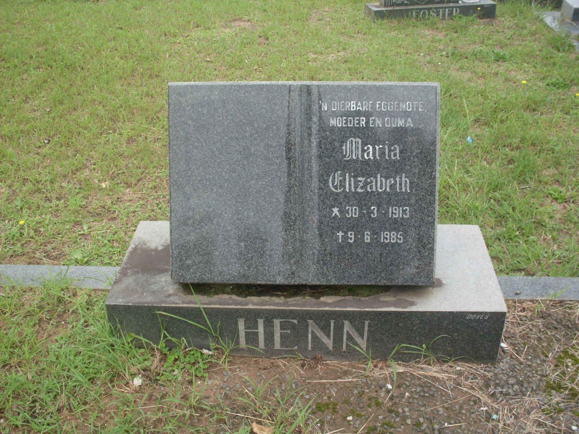 HENN Maria Elizabeth 1913-1985