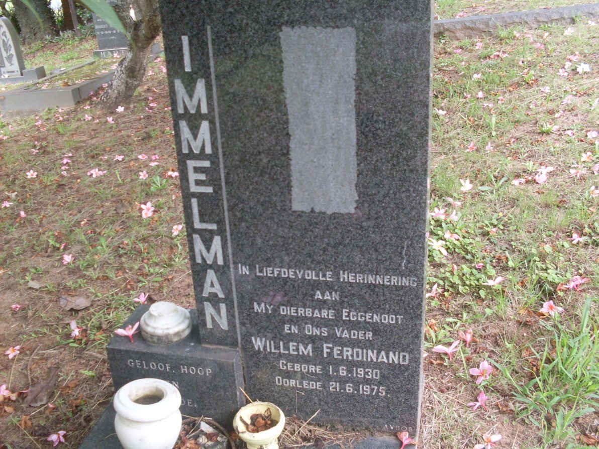 IMMELMAN Willem Ferdinand 1930-1975
