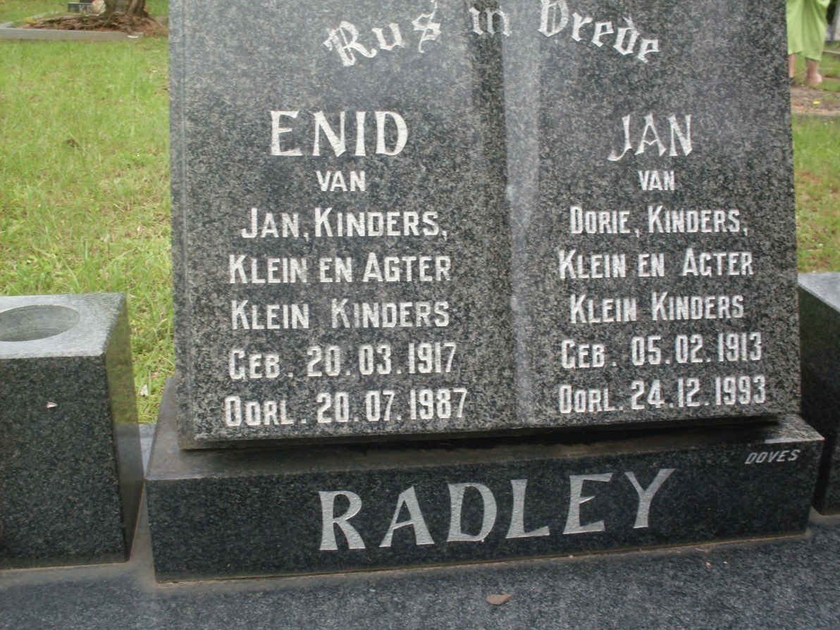 RADLEY Jan 1913-1993 &amp; Enid 1917-1987