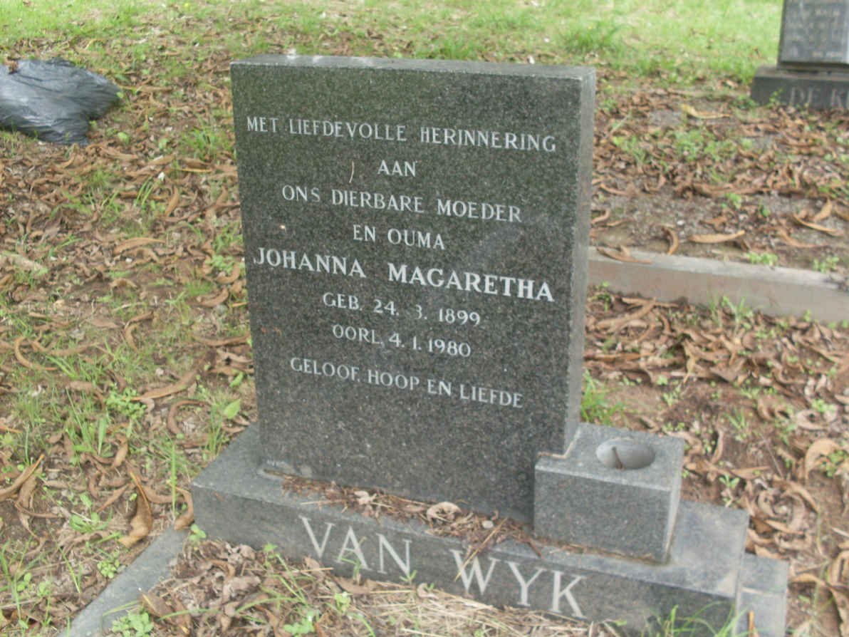 WYK Johanna Margaretha, van 1899-1980