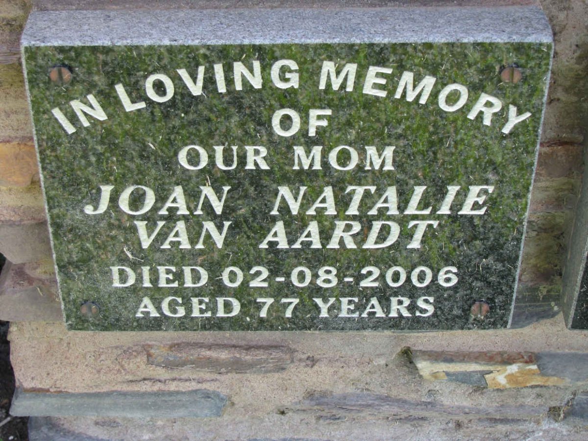 AARDT Joan Natalie, van -2006