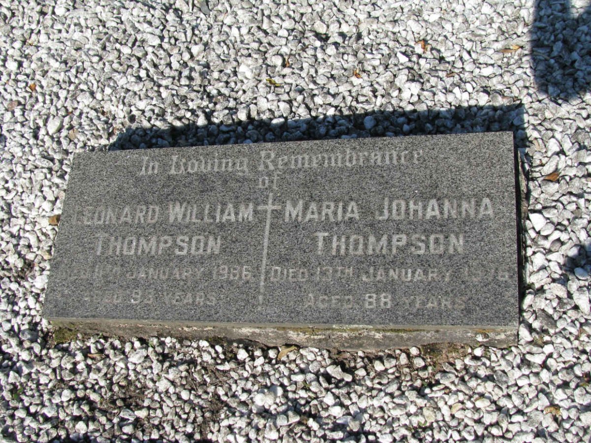 THOMPSON Leonard William -1986 &amp; Maria Johanna -1976