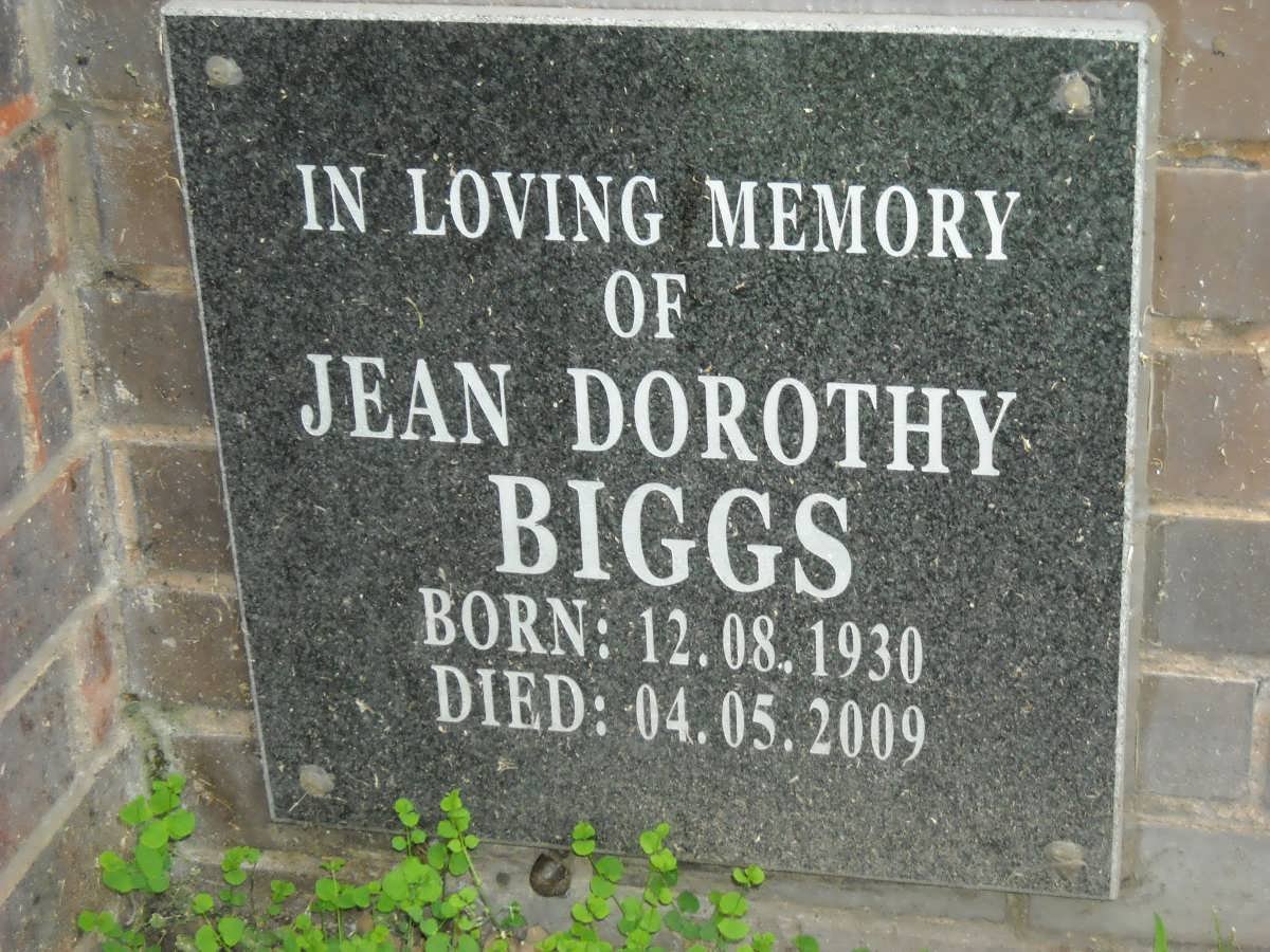 BIGGS Jean Dorothy 1930-2009