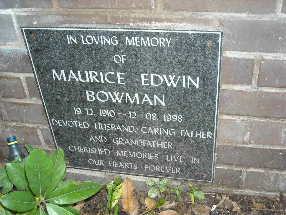 BOWMAN Maurice Edwin 1910-1998