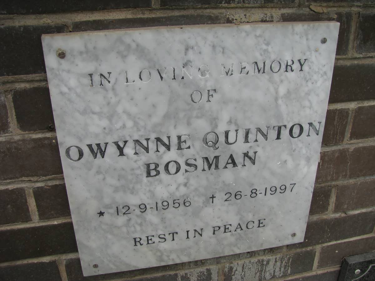 BOSMAN Owynne Quinton 1956-1997