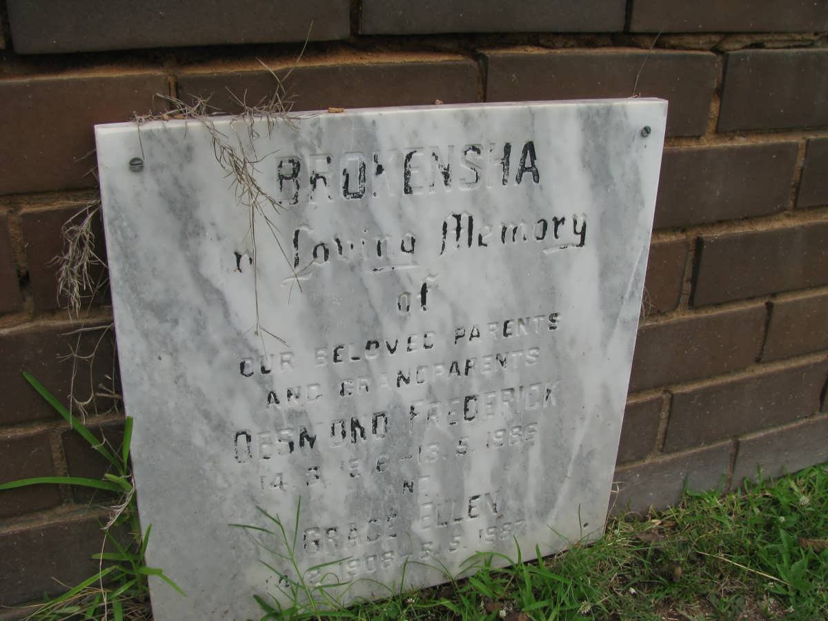 BROKENSHA Desmond Frederick 1916-1985 &amp; Grace Ellen 1908-1987