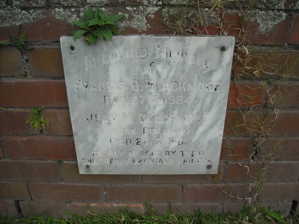 BLACKMORE Francis D. -1984 &amp; Jean M. DORLING -1981