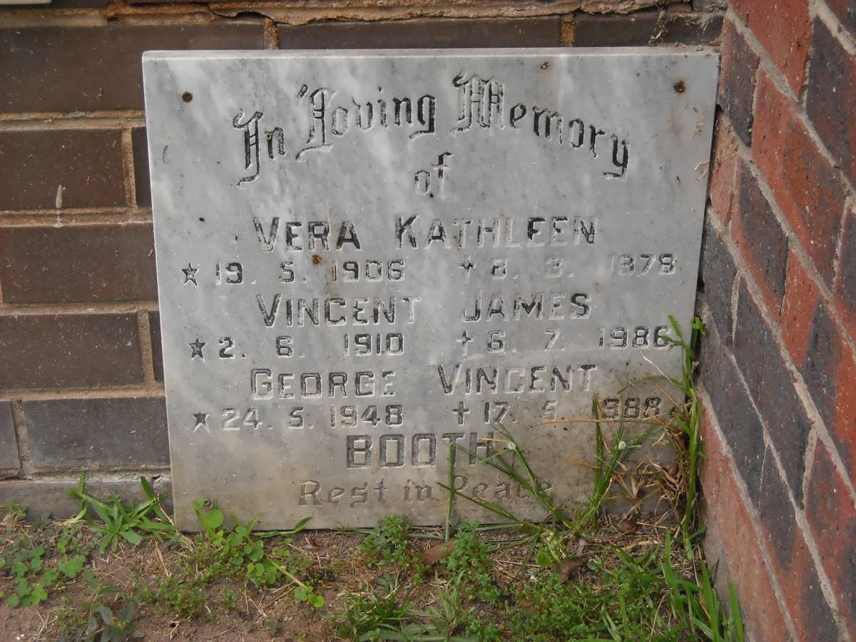 BOOTH George Vincent 1948-1988 &amp; Vera Kathleen 1905-1978
