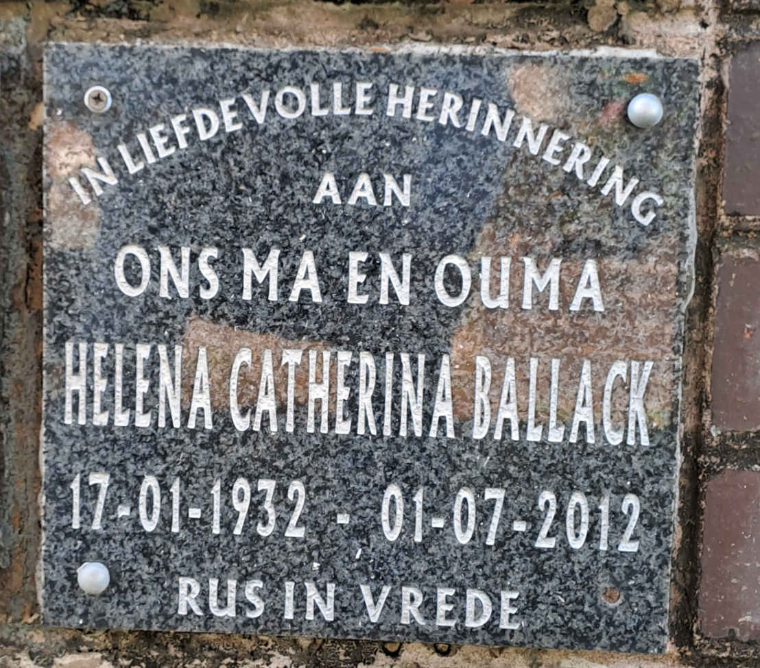 BALLACK Helena Catherina 1932-2012