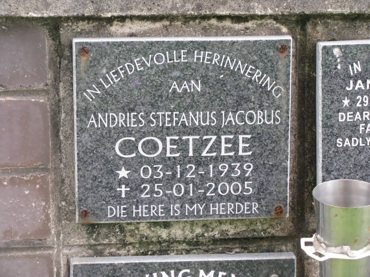COETZEE Andries Stefanus Jacobus 1939-2005