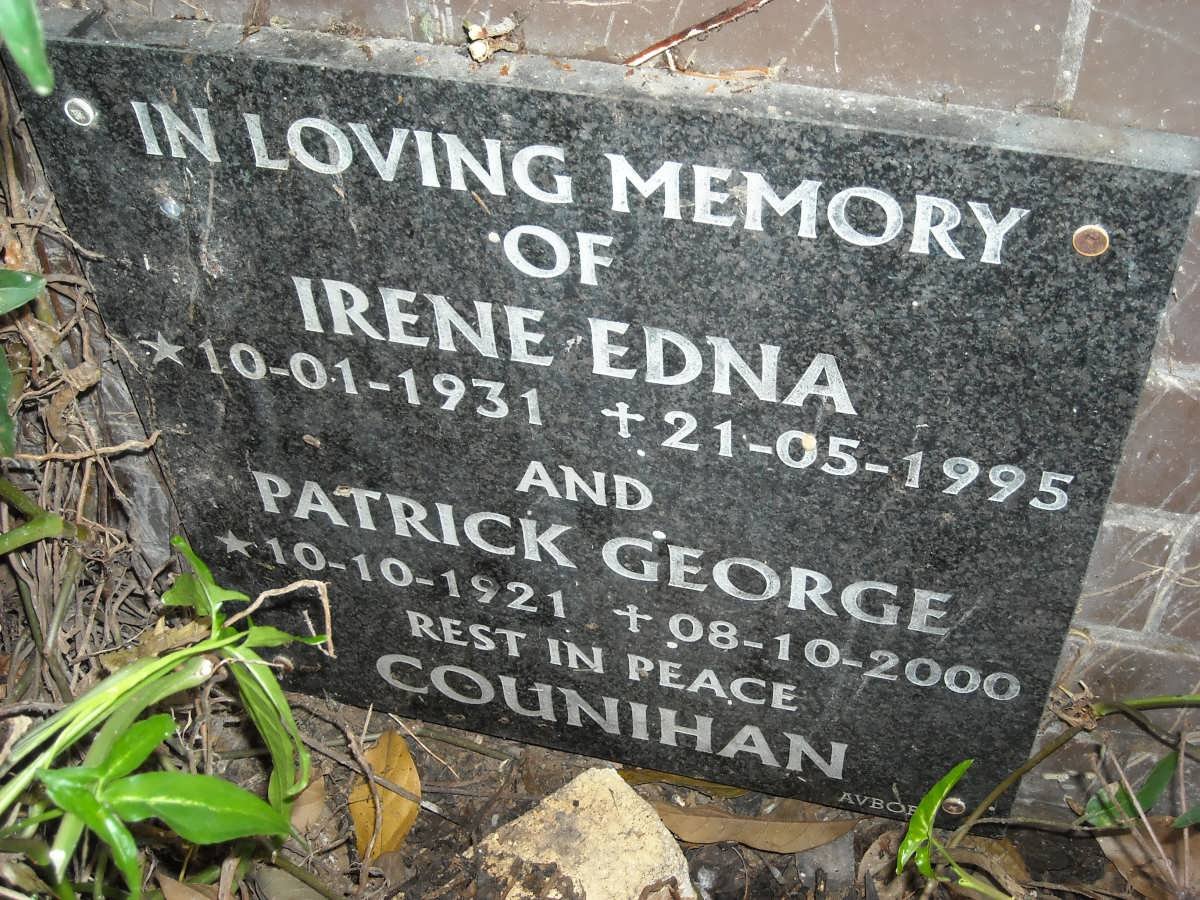 COUNIHAN Patrick George 1921-2000 &amp; Irene Edna 1931-1995