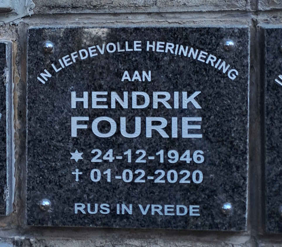 FOURIE Hendrik 1946-2020