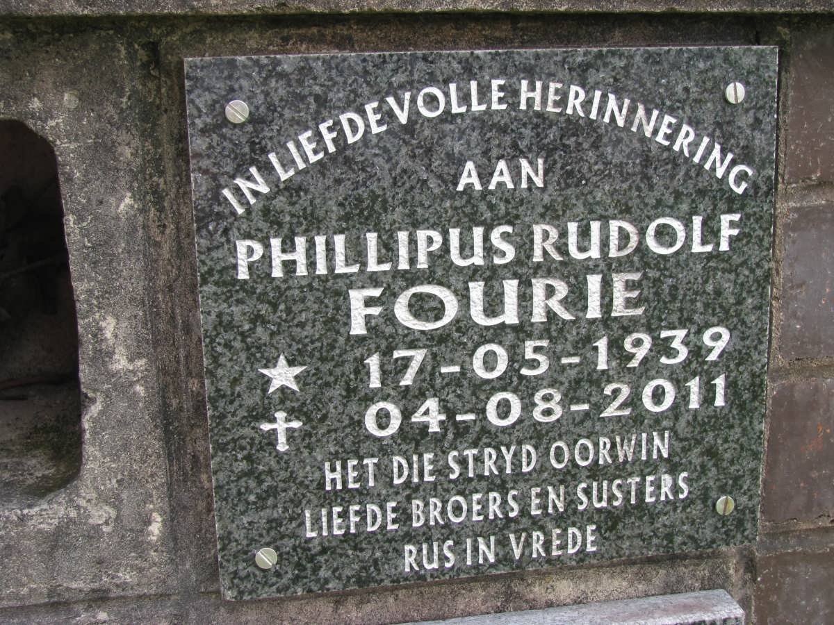 FOURIE Phillipus Rudolf 1939-2001