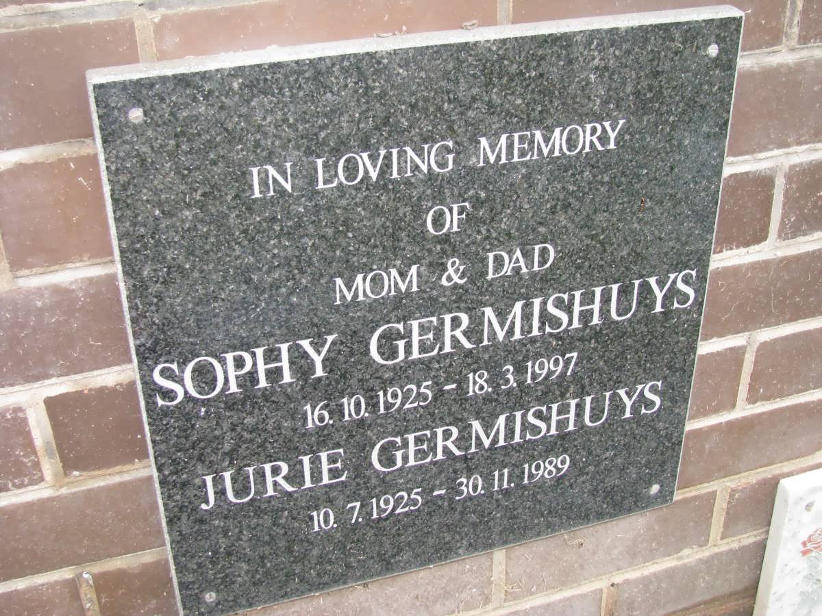 GERMISHUYS Jurie 1925-1989 &amp; Sophy 1925-1997