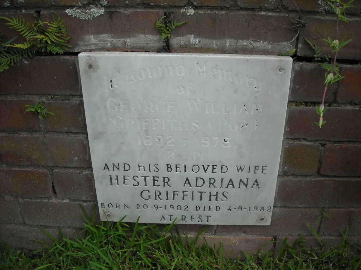 GRIFFITHS George William 1892-1975 &amp; Hester Adriana 1902-1982