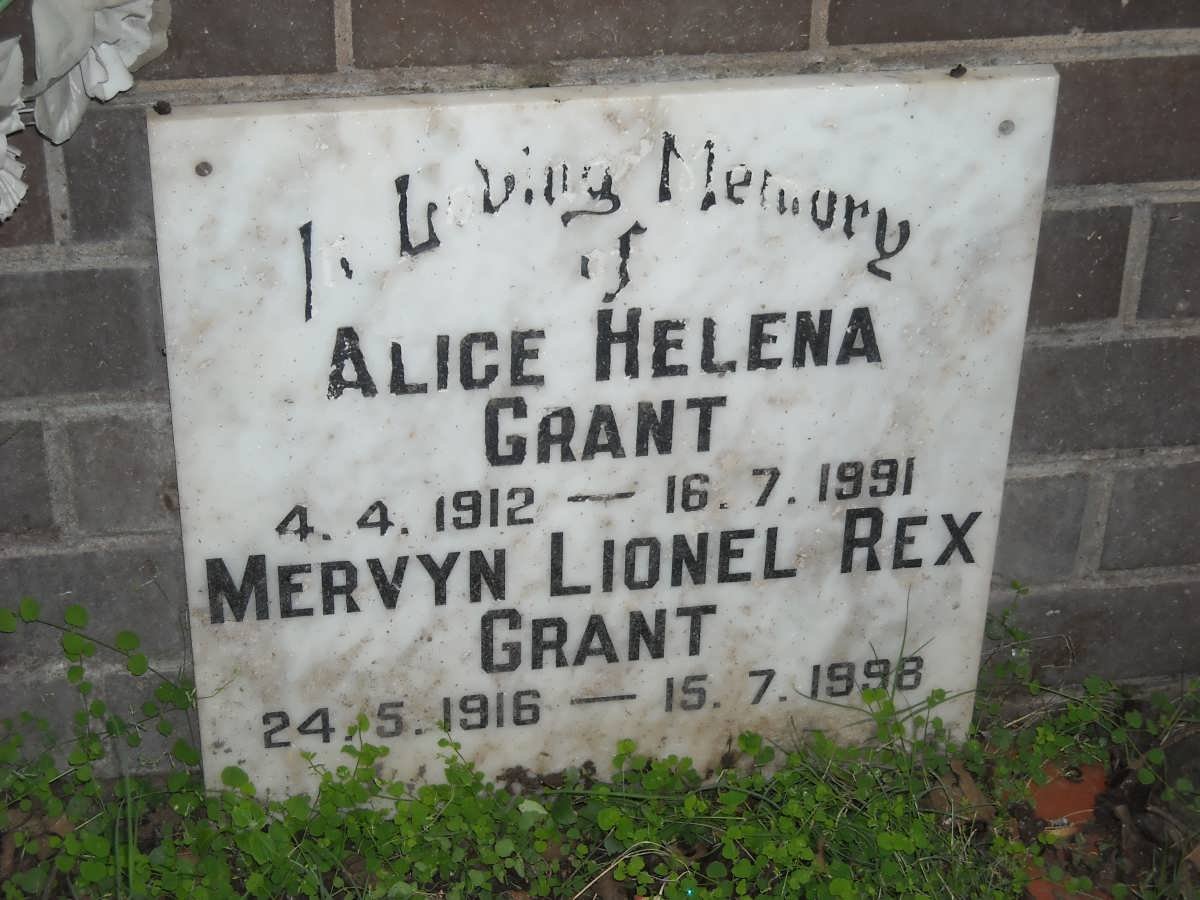 GRANT Mervyn Lionel Rex 1916-1998 &amp; Alice Helena 1912-1991
